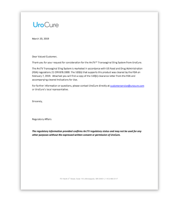UroCure Resources Letter